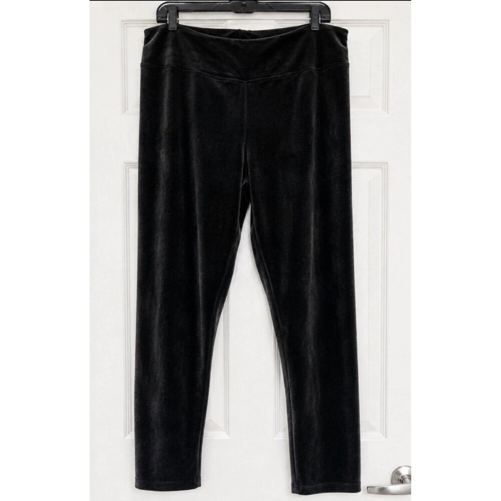 Cuddl Duds Double Plush Velour Leggings Black Velvet Cozy Warm Lounge Pants XL